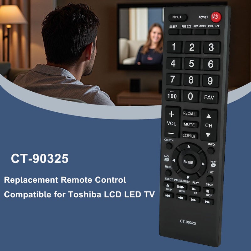 Kassionel New CT-90325 Replaced Remote Control for Toshiba LCD LED TV 50L2200U 37E20 22AV600 40FT1 32C120U 39L2300U 39L1350U 50L2300U 50L1350U 58L1350U - Image 3